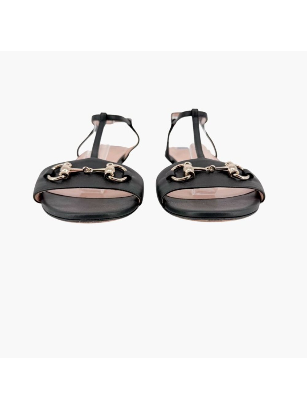 Gucci T-Strap Black Leather Horsebit Flat Sandals Shoes Size 37 US 7 Women's - Picture 5 of 13